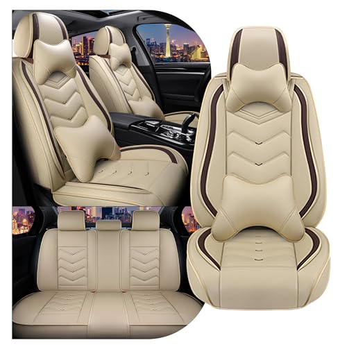 Car Seat Covers for Ford Fusion 2006-2020, Stylish Sport Seat Cover, Premium Nappa Leather Car Seat Cover. Automobile Seat Covers Sets.(Luxury 5 Seats/Beige) - color: Beige, size: Luxury 5 Seats