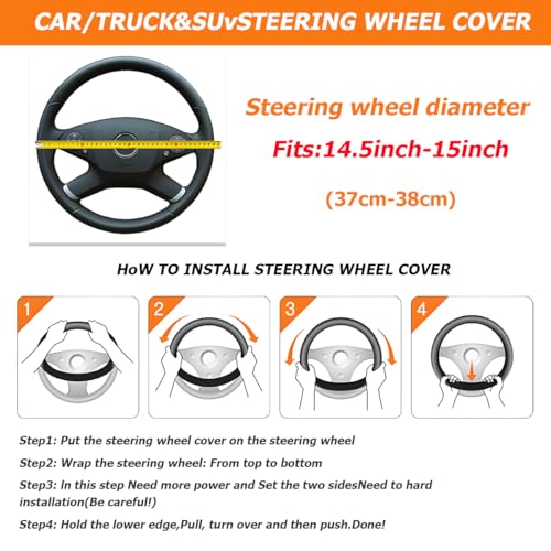 HZEL Bling Car Steering Wheel Cover, Fluffy Crystal Rhinestone Vehicle Steer Wheel Protector, Sparkly Diamond Automotive Wheel Cover Adaptable to 14.5-15 Inches, Universal for Most Cars (Purple)