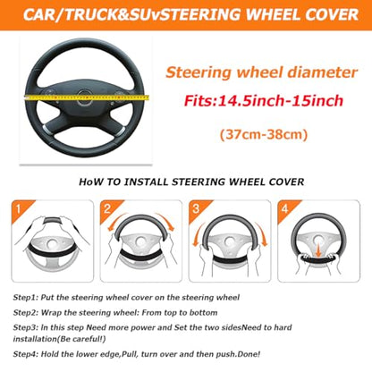 HZEL Bling Car Steering Wheel Cover, Fluffy Crystal Rhinestone Vehicle Steer Wheel Protector, Sparkly Diamond Automotive Wheel Cover Adaptable to 14.5-15 Inches, Universal for Most Cars (Purple)