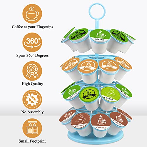 KIMIUP Coffee Pod Holder, Coffee Pod Storage Compatible with K-Cups(36 Pods), Kitchen Detachable Coffee Station Organizer, Spins 360-Degrees(Light Blue) - color: Light Blue