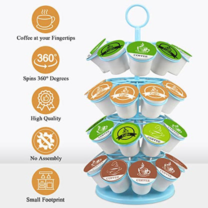 KIMIUP Coffee Pod Holder, Coffee Pod Storage Compatible with K-Cups(36 Pods), Kitchen Detachable Coffee Station Organizer, Spins 360-Degrees(Light Blue) - color: Light Blue