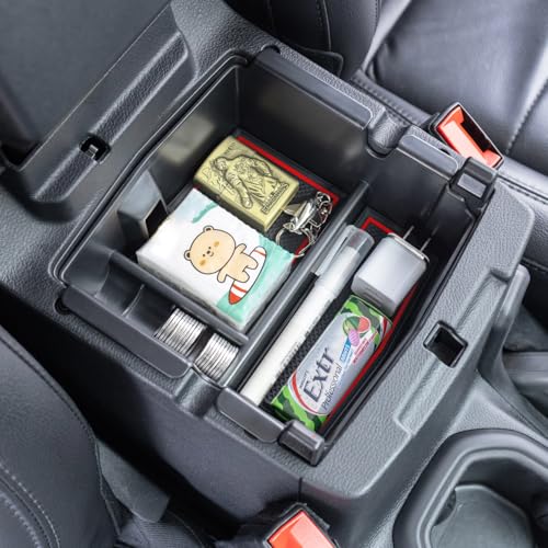 PIMCAR Center Console Organizer for Jeep Wrangler JL/JLU (2018-2026) & Gladiator JT (2020-2026) | Armrest Storage Tray | Interior Accessories (Not for JK/JKU) | Red Liner Trim