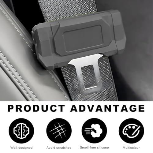 2 PCS Car Seat Belt Buckle Covers, Anti-Scratch Silicone Auto Seatbelt Clips Protector, Universal Seat Belt Buckle Protective Sleeve for SUVs Vans Trucks, Car Accessories (Gray) - color: Gray