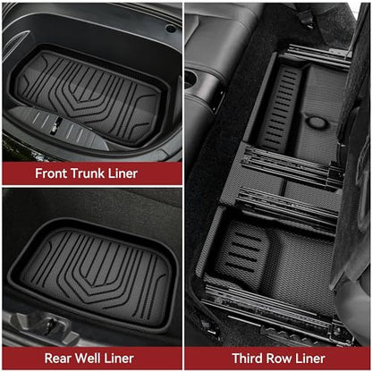 YITAMOTOR Tesla Model 3 Floor Mats Full Set Custom Fit 2020-2023 All-Weather Cargo Liners Rear Cargo Tray Trunk Floor Mat Interior Accessories, Black - style: 2020-2023 Model 3 Floor Mats-6Pcs