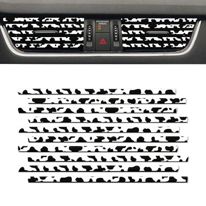 10 Pieces Cow Print Car Air Conditioner Air Outlet Decorative Strips, Cow Print car Accessories, Flexible Shiny Auto Car Vent Interior Accessories for All Air Vent Outlet (Black White-Cow)