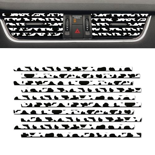 10 Pieces Cow Print Car Air Conditioner Air Outlet Decorative Strips, Cow Print car Accessories, Flexible Shiny Auto Car Vent Interior Accessories for All Air Vent Outlet (Black White-Cow)