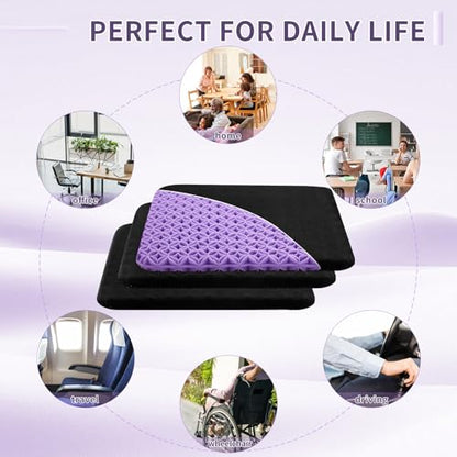 AceOrbit 3 Pack Gel Seat Cushion for Long Sitting Pressure Relief Gel Chair Cushions for Hip Pain, Soft & Breathable Comfy Cushion for Office Chair, Wheelchair & Car