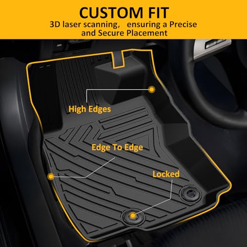 Falafa Floor Mats Fits for Su-baru Forester 2025(Not for Hybrid & Wilderness), All Weather TPE Custom Heavy Duty Floor Liners, 1st and 2nd Row Full Set Car Mats Forester Accessories, Black