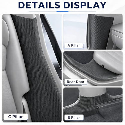 8PCS Door Sill Protector for Tesla Model Y Juniper 2025 2026, Carbon Fiber Texture Door Entry Guard Covers, Anti-Kick Anti-Scuff Full Coverage Threshold Trim, ABS Interior Accessories, Front & Rear
