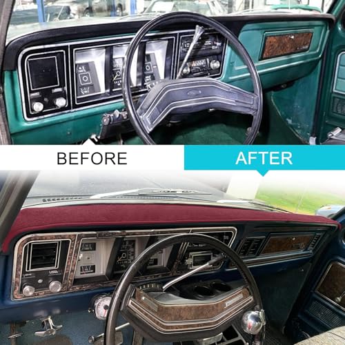 Dashboard Cover Custom Fit for Ford 1973-1979 F100 F150 F250 F350 Bronco Pickup Truck, Dash Cover Pad Carpet Protector (Maroon) - color: 1973-1979 Maroon