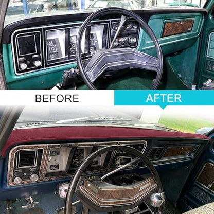 Dashboard Cover Custom Fit for Ford 1973-1979 F100 F150 F250 F350 Bronco Pickup Truck, Dash Cover Pad Carpet Protector (Maroon) - color: 1973-1979 Maroon