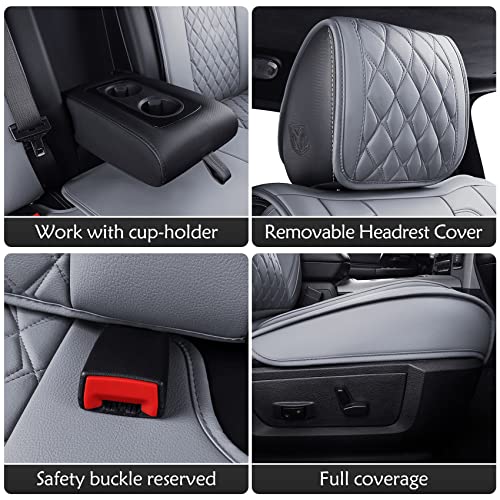 Aierxuan Dodge Ram Car Seat Covers Custom Fit 2009-2026 1500, 2010-2026 2500/3500 Laramie Big Horn Longhorn Crew Quad Regular Cab Waterproof Leather Truck Pickup Cushions (Full Set/Grey) - color: Full Set/Grey