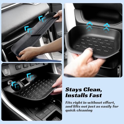 CARFIB Center Console Storage Organizer Tray Fit for Toyota RAV4 2025 2024 2023 2022 2021 2020 2019 Glove Box Organizer Tray Interior Insert Accessories 3PCS - style: Driver + Glove Box + Central Organizer Tray