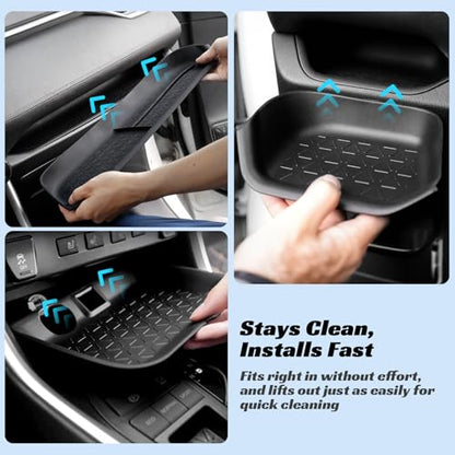 CARFIB Center Console Storage Organizer Tray Fit for Toyota RAV4 2025 2024 2023 2022 2021 2020 2019 Glove Box Organizer Tray Interior Insert Accessories 3PCS - style: Driver + Glove Box + Central Organizer Tray