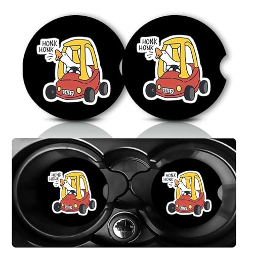2Pack Spoof Zoon Goose Drive Auto Car Cup Holder Coasters,Cars Coasters for Cup Holders,2.75" Universal Anti Slip Rubber Mat,Playful Car Accessories Interior Decor,Goose Gifts for Women,Men - color: Humorous Goose