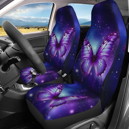 Dujiea Flying Butterfly Car Front Seat Covers 2 Pcs Universal Auto Seat Covers Front Seats Only, Vehicle Bucket Seat Protectors Fit for Most Car SUV Sedan and Truck - color: Flying Butterfly