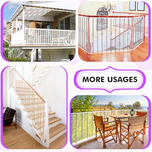 tupi Banister Guard for Baby and Pets – 450cm Extra Long Balcony Netting, Heavy Duty Stair Railing Cover, Child Safety Mesh for Kids and Toddlers, No Drill Barrier with 41 Zip Ties