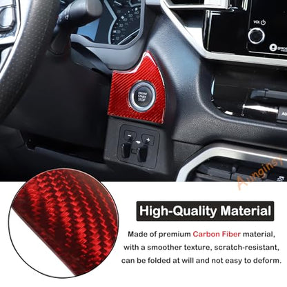 Car Engine Start Stop Decoration Frame Stickers Fit for Toyot@a Tundra/Sequoia 2022-2024 Real Carbon Fiber Center Console Key Ignition Starter Button Knob Panel Protect Cover Trim Sticker Accessories - size: Engine Start Stop Trim