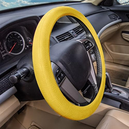 FH Group Universal Fit Silicone Snake Pattern with Massaging Grip Steering Wheel Cover fits most Cars, SUVs, Trucks, and Vans Yellow - color: Yellow