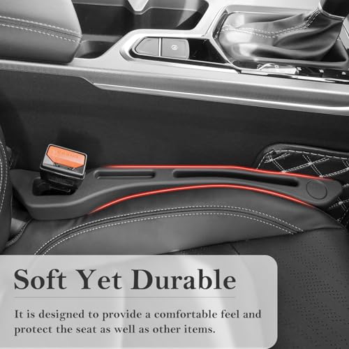 Car Seat Gap Filler 2-Pack, Universal Car Seat Gap Filler Organizer, Seat Gap Plug – Fills Gap Between Seat & Console (Premium Black) - color: Premium Black