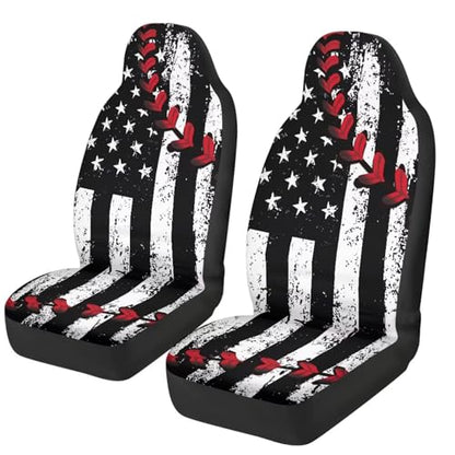 American Flag Car Front Seat Covers Baseball Stitch Car Seat Covers Set of 2 Removable Automotive Accessories Universal Fit for Cars,Sedans & SUVs - color: American Flag Baseball Stitch