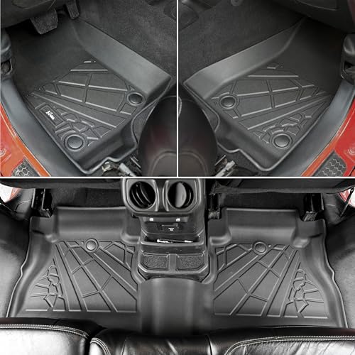 KARPAL Floor Mats & Cargo Liner for 2018-2025 2026 Jeep Wrangler JL Unlimited 4-Door with Subwoofer (Not for JK/4XE), All Weather TPE Custom Fit Floor Liners Car Mats Accessories - style: 2018-2026 | For Jeep JLU | Upgraded Combo Set