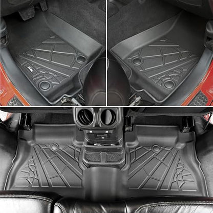 KARPAL Floor Mats & Cargo Liner for 2018-2025 2026 Jeep Wrangler JL Unlimited 4-Door with Subwoofer (Not for JK/4XE), All Weather TPE Custom Fit Floor Liners Car Mats Accessories - style: 2018-2026 | For Jeep JLU | Upgraded Combo Set