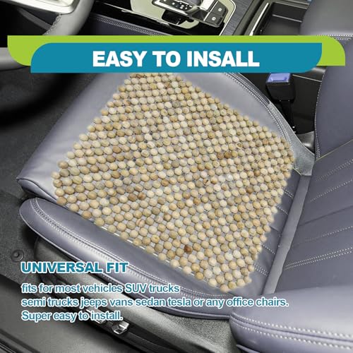 Four Seasons Natural Wood Beaded Car Seat Cushion, Auto Ventilated Breathable Seat Cushion, Seat Pad Mat Comfy Cool Massage Car Seat Cushion for Truck, RV, Pickup