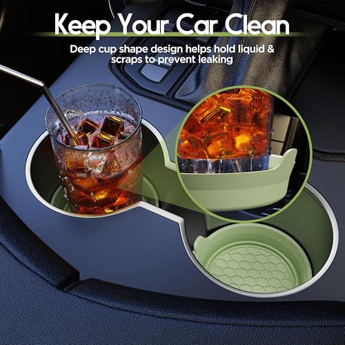Car Cup Coaster Universal Automotive Waterproof Non-Slip Cup Holders Sift-Proof Spill Holder Car Interior Accessories 2 Pack Tea Green - color: Tea Green Solid, size: 2 Pack