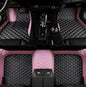 Customize Car Floor Mats for 99% Sedan SUV Sports Car All Weather Leather Full Coverage Waterproof Non-Slip Vehicle Lining Pads (Black Pink Stitching) - color: Black pink Stitching
