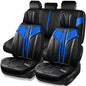 CAR PASS Nappa Leather Seat Covers, Breathable Waterproof Car Seat Covers Full Set, Luxury Leather Front and Back Seats Full Coverage, Universal Fit SUV Pick-up Truck Sedan Automotive(Black Blue) - color: Black Blue, size: Full Set Full Coverage