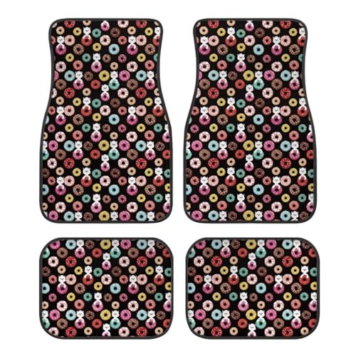 Alpaca Donut Black Automotive Floor Mats Front and Rear Car Mat Carpet Set 4 Pcs Fit for SUV,Vans,sedans,Trucks - color: Alpaca Donut Black