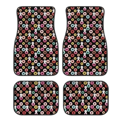 Alpaca Donut Black Automotive Floor Mats Front and Rear Car Mat Carpet Set 4 Pcs Fit for SUV,Vans,sedans,Trucks - color: Alpaca Donut Black