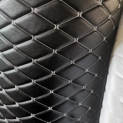Quilted Foam Vinyl Fabric Classic Pattern with 0.23" Sponge Backing, 59" W × 39" L Faux Leather Fabric for Car Headliner, Furniture Upholstery, Headboards,Diamond 2" x 3" - color: Black&white