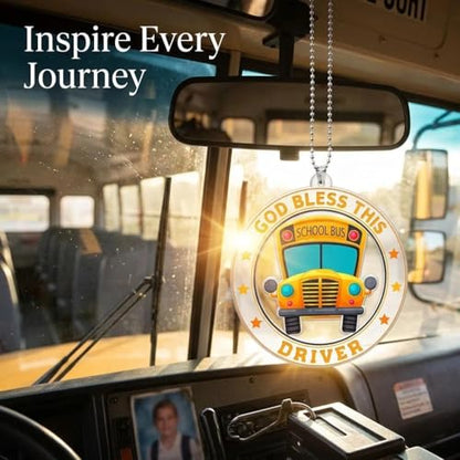 School Bus Driver Appreciation Gifts -Bus Canvas Handbag, Cosmetic Bag, Rearview Mirror Hanging Ornament, Keychain & Greeting Card | Thank You Gift for Driver,Transportation Worker