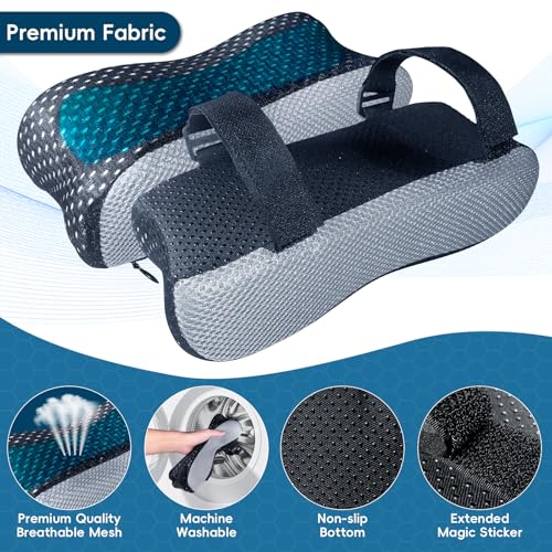 Cooling Gel Armrest Pads,Thick Memory Foam Elbow Pillow for Desk & Gaming Chairs Ergonomic Forearm Support for Pressure Relief,Universal Adjustable Cushion for Work from Home (Set of 2)