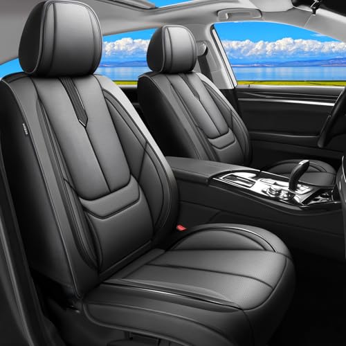 Fit Tucson Car Seat Covers for Hyundai Tucson 2010-2024 2025 2026 -Upgraded Premium Waterproof & Breathable Leather,Airbag Compatible,All-Weather Seat Cushion Protector,Full Set,Black
