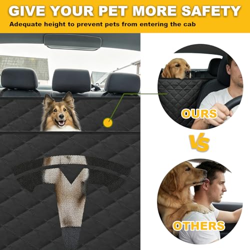 Nanaholy Dog Car Seat Cover for Tesla Model Y & Model 3 Back Seat Cover Waterproof Hammock, 600D Heavy-Duty Scratch-Resistant Non-Slip Pet Seat Protector with Side Flaps & Breathable Mesh Window