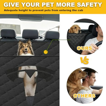 Nanaholy Dog Car Seat Cover for Tesla Model Y & Model 3 Back Seat Cover Waterproof Hammock, 600D Heavy-Duty Scratch-Resistant Non-Slip Pet Seat Protector with Side Flaps & Breathable Mesh Window