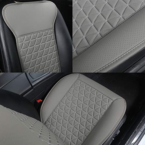 Black Panther 1 Pair Luxury PU Car Seat Covers Protectors for Front Seats, with Partial Backrest Coverage (Middle Part Only), Triangle Pattern, Compatible with 95% Cars - Grey - color: Triangle Pattern - Gray