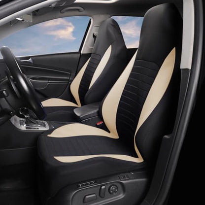 AUTOYOUTH Car Seat Covers - Bucket Seat Cover Seat Achieve The Perfect Combination of Style and Protection with Universal Fit Seat Covers for Sedan, Truck, SUV(Black Beige)… - color: Black & Beige