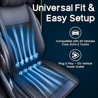 Cooling Car Seat Cover – Ventilated Car Seat Cooler with 10 Turbo Fans & Wired Remote, 3-Speed Cooling Seat Cushion, Universal Fit Car SUV Truck, Breathable 3D Mesh Leather