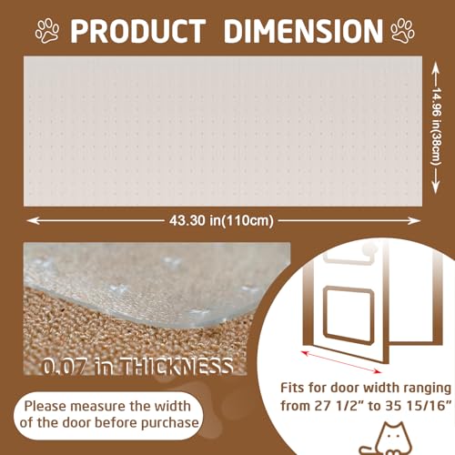 Carpet Protector for Cats & Dogs, 3.6 Ft Clear PVC Doorway Mat, Heavy Duty Anti Scratch Threshold Protector, Non-Slip Pet Damage Guard