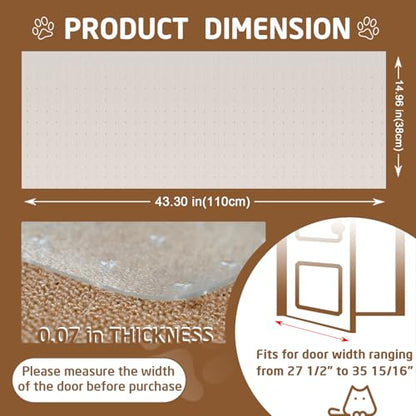 Carpet Protector for Cats & Dogs, 3.6 Ft Clear PVC Doorway Mat, Heavy Duty Anti Scratch Threshold Protector, Non-Slip Pet Damage Guard