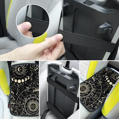 Auto Center Console Cover, Car Armrest Box Pad,Sun and Moon Soft Waterproof Auto Armrest Seat Box Cover Protector for Most Vehicle SUV Truck Car - color: Sun and Moon