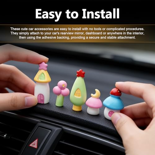 5 PCS Car Dashboard Miniature Ornaments, Cute Fairy Tale Automotive Dashboard Decorations, Self-Adhesive Funny Car Central Control Panel Ornament, Universal for Most Cars