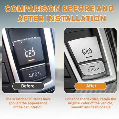 Silver Chromed Electronic Parking Brake Handbrake Switch Button Cover Compatible with BMW 5 6 7 X3 X4 X5 X6 F10 F06 F25 F26 F15 F16 handbrake Button Cover Patch Compatible with BMW Accessories - color: Silver Parking Brake Button Cover