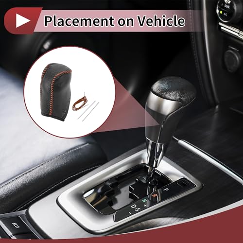 Anti-Slip Gear Shift Knob Cover Car Stick Shifting Handle Protector for Toyota Corolla Brown Faux Leather