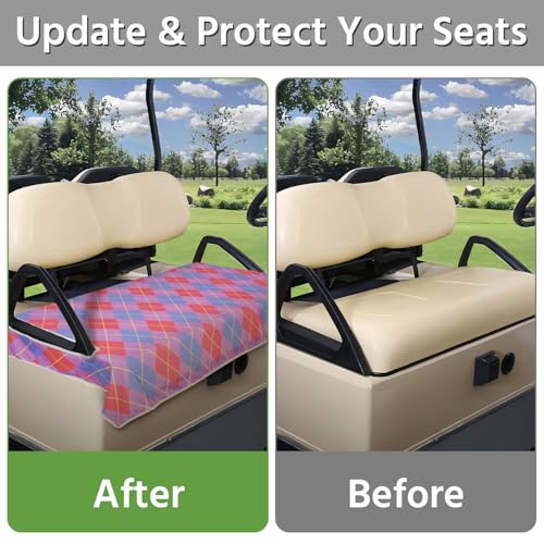 Golf Cart Seat Covers, Universal Golf Cart Seat Towel Blanket for Yamaha, EZGO, Club Car, Icon and More 2-Seat Carts, 100% Microfiber Keeps Seat Comfortable and Clean - color: pink