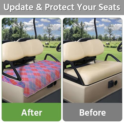 Golf Cart Seat Covers, Universal Golf Cart Seat Towel Blanket for Yamaha, EZGO, Club Car, Icon and More 2-Seat Carts, 100% Microfiber Keeps Seat Comfortable and Clean - color: pink